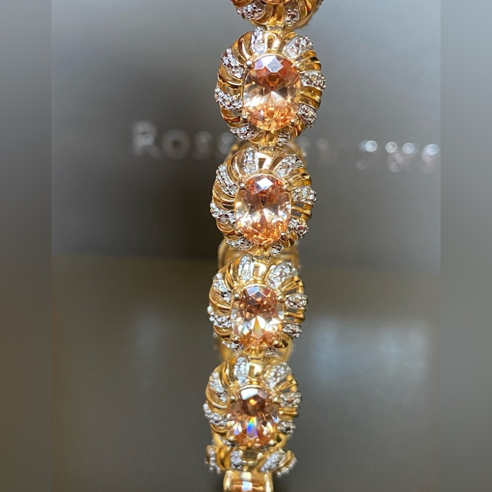 Ross Simmons 18k Gold Over 925 Sterling Silver Tourmaline Gemstones Bracelet - Picture 5 of 16